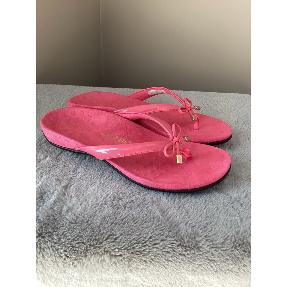 vionic bella pink flip flop bow sandals thong womens sandals size 8 - Picture 4 of 9